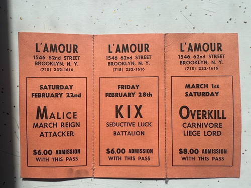Concert tickets 1986 amour - 3, l'amour